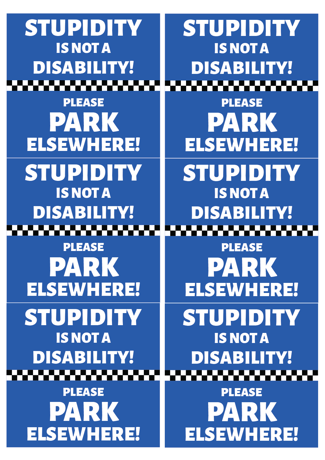 8 x LARGE Disability Parking Stickers